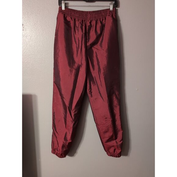 On Your Mark Petites Maroon Vintage Lined Windpants Women's Size PS Zip Hems - Picture 2 of 9